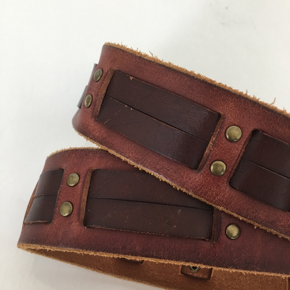 Lucky Brand Brown Woven Renaissance Leather Studded Belt Men’s Size 49 - Picture 2 of 7